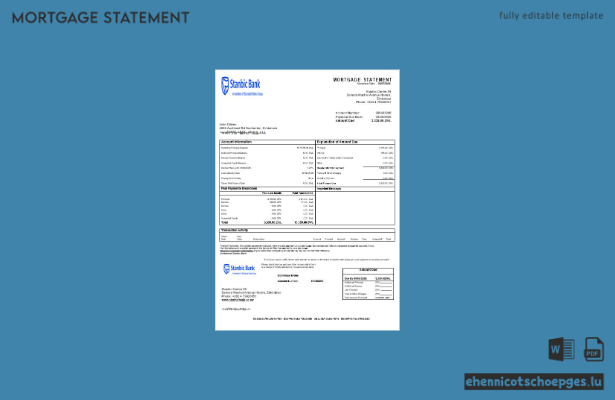 Beispielansicht eines Hypothekenauszugs der simbabwischen Stanbic Bank in Word- und PDF-Formaten